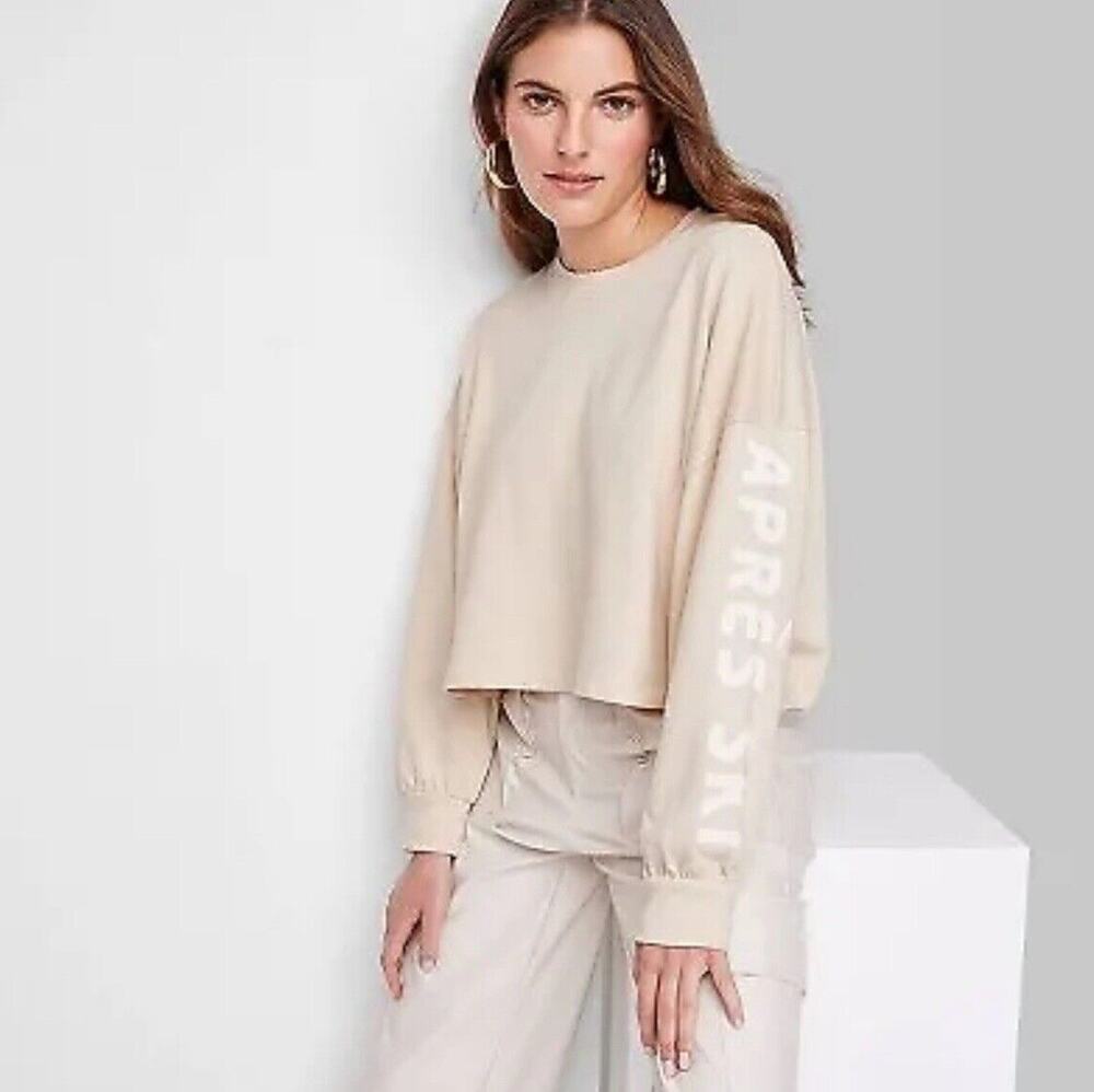 Wild Fable Long Sleeve Heavy Knit T-Shirt -Apre's Ski 'Beige Women’s Xl NWT